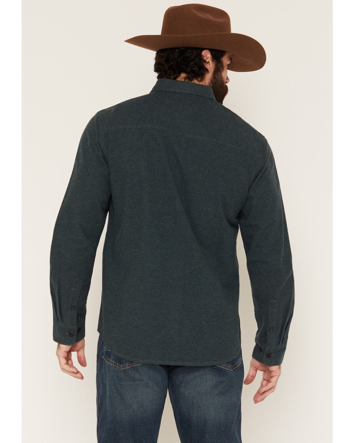 Image #4 - Dakota Grizzly Men's Major Solid Long Sleeve Button-Down Flannel Shirt, Dark Teal, hi-res