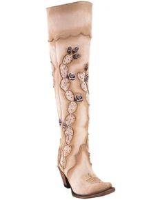 Junk Gypsy by Lane Women's Cactus Knee High Boots - Snip Toe , Cream, hi-res