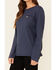 Ariat Women's Solid Navy Bolt Logo Long Sleeve Work Tee, Navy, hi-res