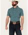 Image #3 - Panhandle Men's Southwestern Print Short Sleeve Snap Western Stretch Western Shirt, Turquoise, hi-res