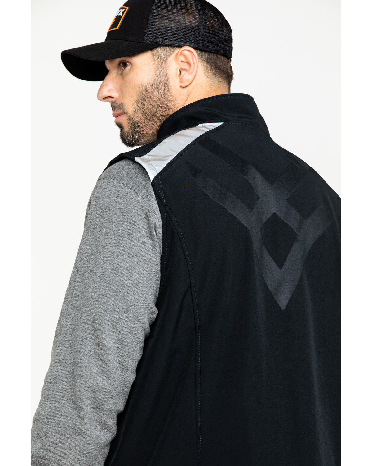 Image #5 - Hawx Men's Reflective Softshell Moto Work Vest, Black, hi-res