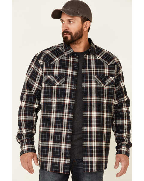 Image #1 - Cody James Men's Storm Front Bonded Large Plaid Long Sleeve Button-Down Western Flannel Shirt , Navy, hi-res