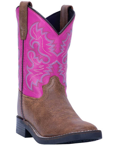 Image #1 - Dan Post Girls' 9" Punky Western Boots - Broad Square Toe, Tan, hi-res