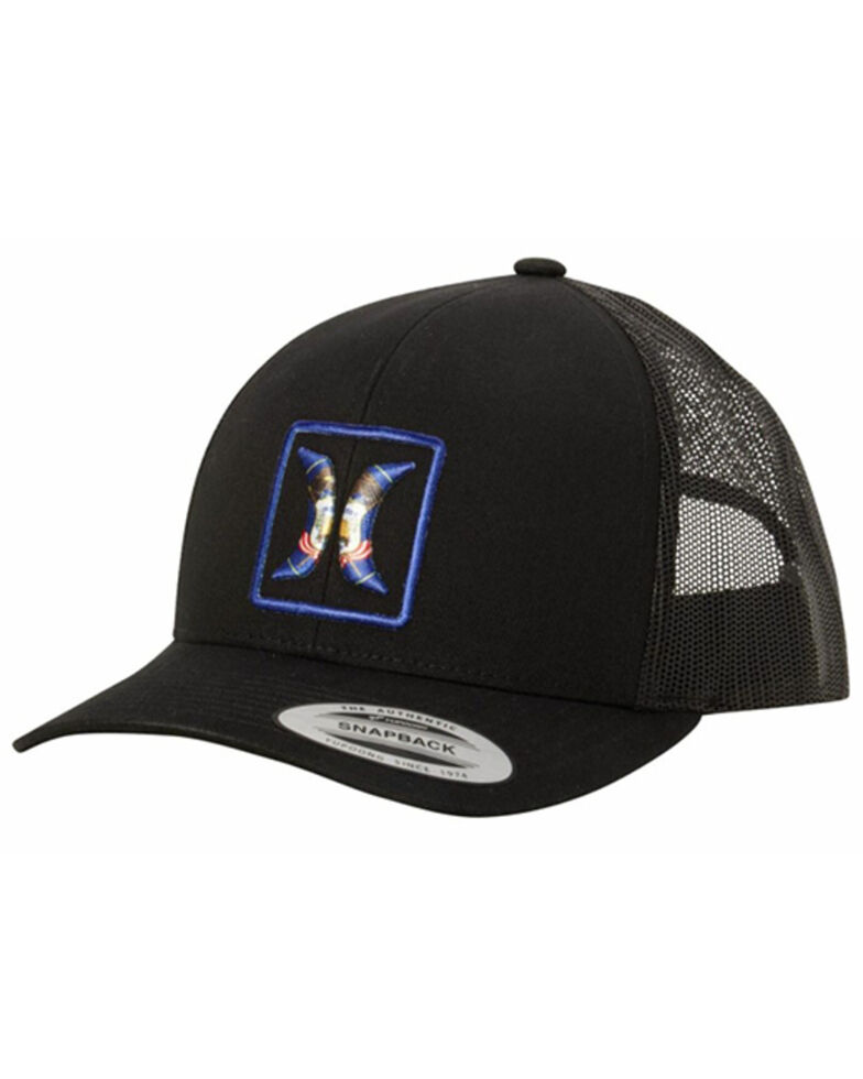 Hurley Men's Black On Black Utah Embroidered Logo Mesh-Back Trucker Hat , Black, hi-res