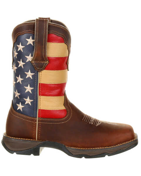 Image #2 - Durango Women's Lady Rebel Patriotic Flag Work Boots - Steel Toe, Brown, hi-res