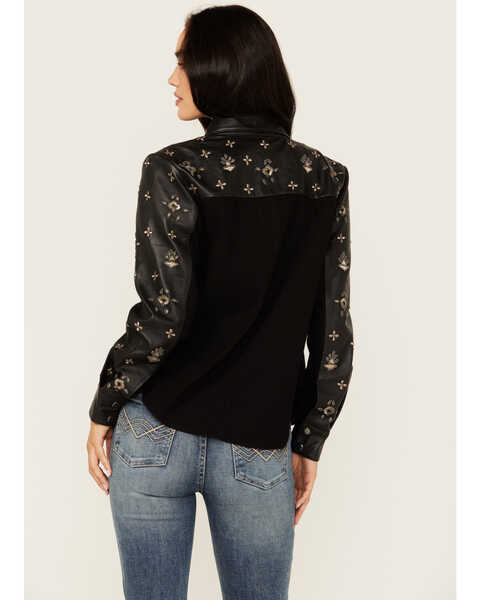 Image #4 - Idyllwind Women's Siers Embellished Leather Snap Shirt , Black, hi-res