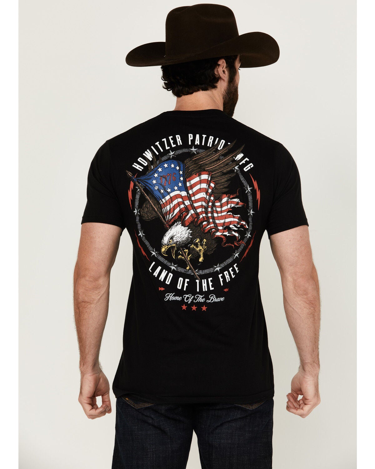 Image #1 - Howitzer Men's Patriot Eagle Short Sleeve Graphic T-Shirt, Black, hi-res