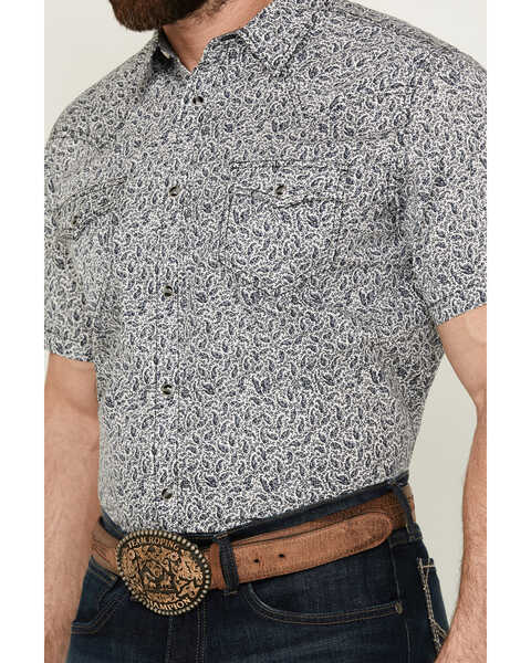 Image #3 - Cody James Men's Graffiti Floral Print Short Sleeve Snap Western Shirt - Tall , Ivory, hi-res