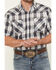 Image #3 - Ely Walker Men's Plaid Print Short Sleeve Snap Western Shirt, Navy, hi-res