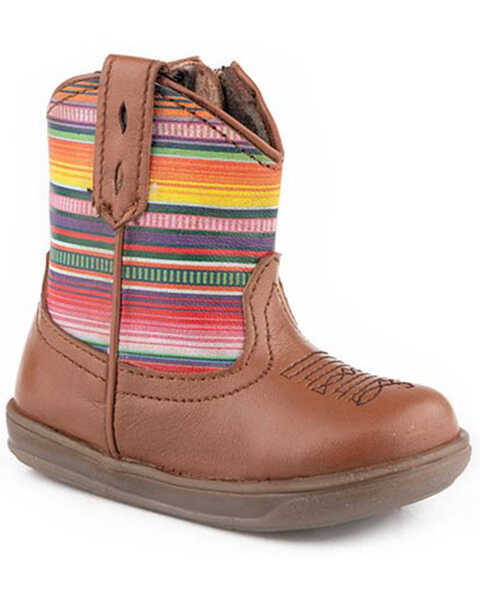 Image #1 - Roper Infant Girls' Cora Serape Western Boots - Round Toe, Tan, hi-res