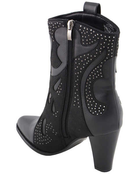Image #8 - Milwaukee Leather Women's Studded Overlay Western Boots - Pointed Toe, Black, hi-res