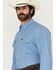 Image #2 - Wrangler Men's Solid Long Sleeve Snap Performance Western Shirt, Blue, hi-res