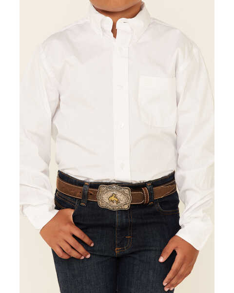 Cinch Boys' Long Sleeve Shirt, White, hi-res