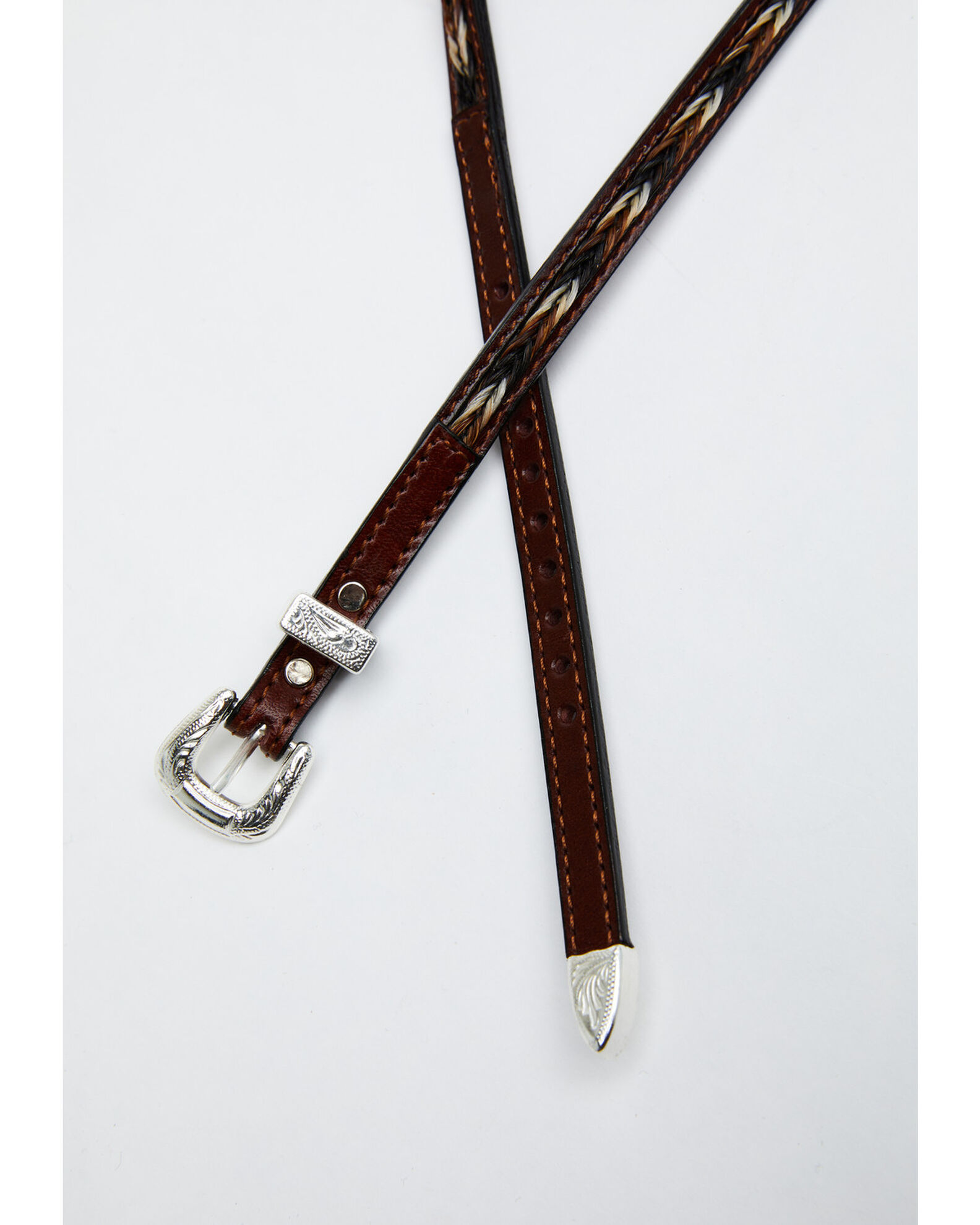 Image #2 - Austin Accent Leather Horsehair Insert Hat Band, Brown, hi-res
