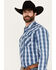 Wrangler Retro Men's Premium Striped Long Sleeve Snap Western Shirt, Indigo, hi-res