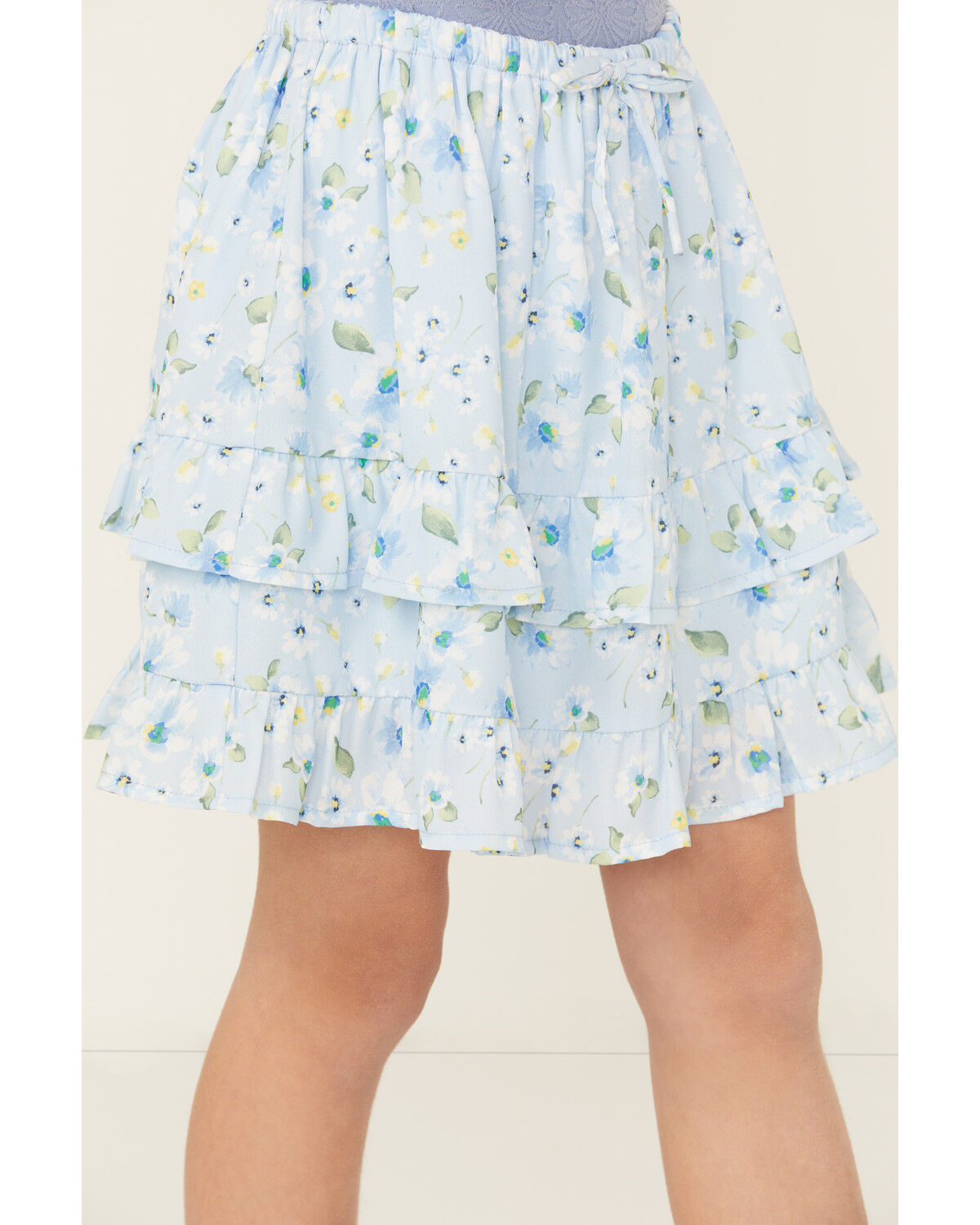 Image #2 - Trixxi Girls' Floral Print Ruffle Skirt, Blue, hi-res