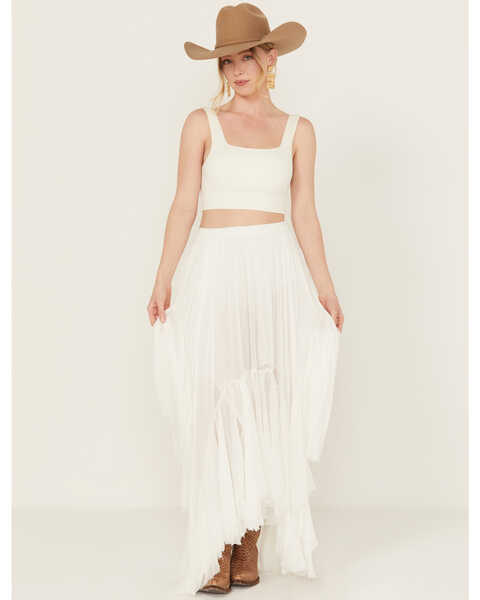 Free People Women's One Clover Ruffle Maxi Skirt , White, hi-res