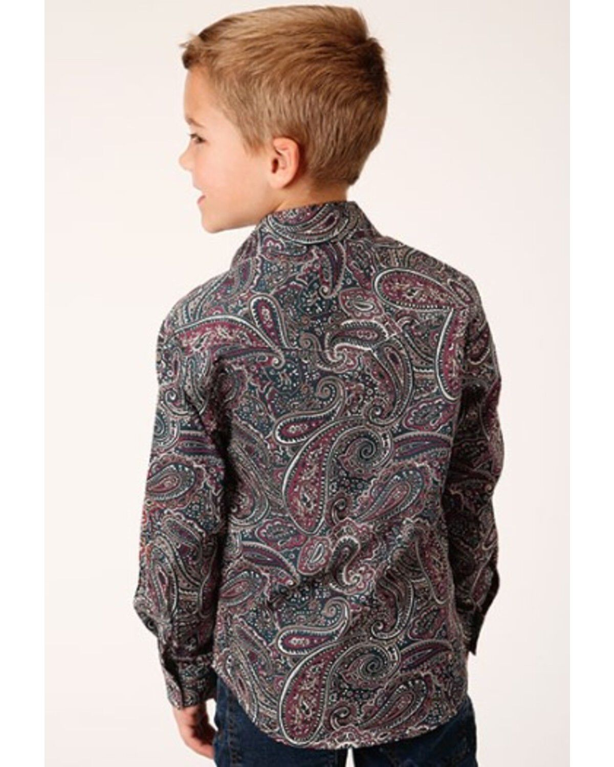 Image #2 - Roper Boys' Ruby Falls Printed Long Sleeve Snap Western Shirt, Multi, hi-res