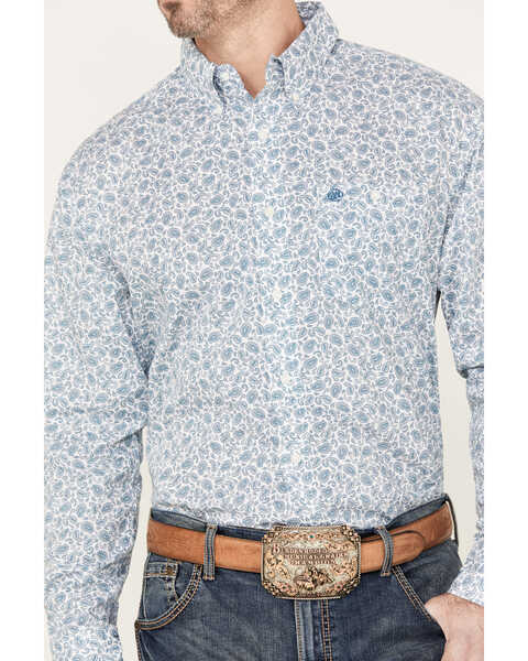 Image #3 - Wrangler Men's Paisley Print Long Sleeve Button-Down Western Shirt - Big , Teal, hi-res