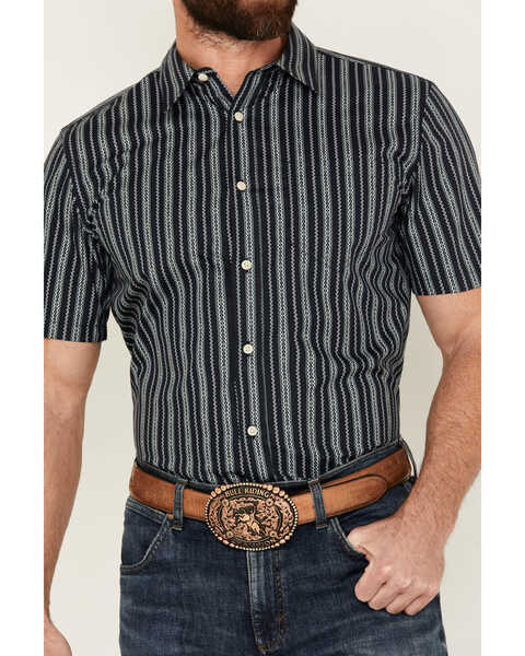 Image #3 - Gibson Trading Co Men's Scratch Stripe Short Sleeve Button-Down Western Shirt , Navy, hi-res