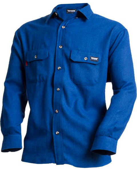 Image #1 - Tecgen Men's FR Deluxe Long Sleeve Work Shirt , Royal Blue, hi-res