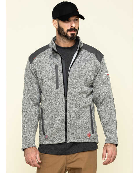 Image #5 - Ariat Men's FR Caldwell Zip-Up Work Sweater Jacket - Big , Charcoal, hi-res