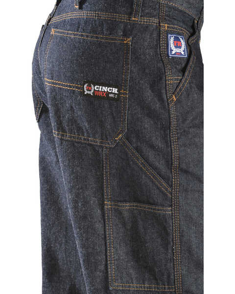 Image #2 - Cinch Men's Blue Label Carpenter WRX Flame Resistant Jeans - 38" Inseam, Dark Rinse, hi-res