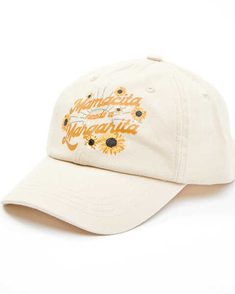Image #1 - Shyanne Women's Mamacita Needs A Margarita Graphic Solid Ball Cap , Cream, hi-res