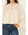 Image #3 - Cleo + Wolf Women's Lace Front Long Sleeve Peasant Top, Oatmeal, hi-res