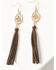 Image #1 - Shyanne Women's Western Muse Horse Cameo Fringe Earrings, Gold, hi-res
