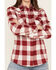 Image #3 - Wrangler Retro Women's Boot Barn Exclusive Long Sleeve Snap Western Flannel Shirt, Red, hi-res