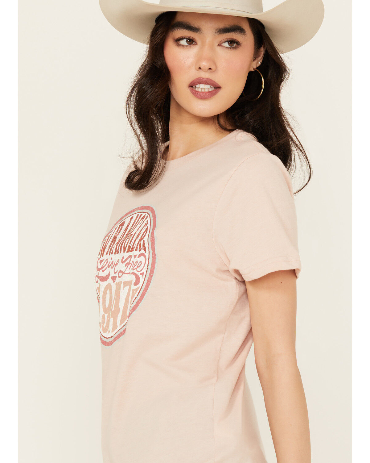 Image #2 - Wrangler Women's Live Free Short Sleeve Graphic Tee, Peach, hi-res
