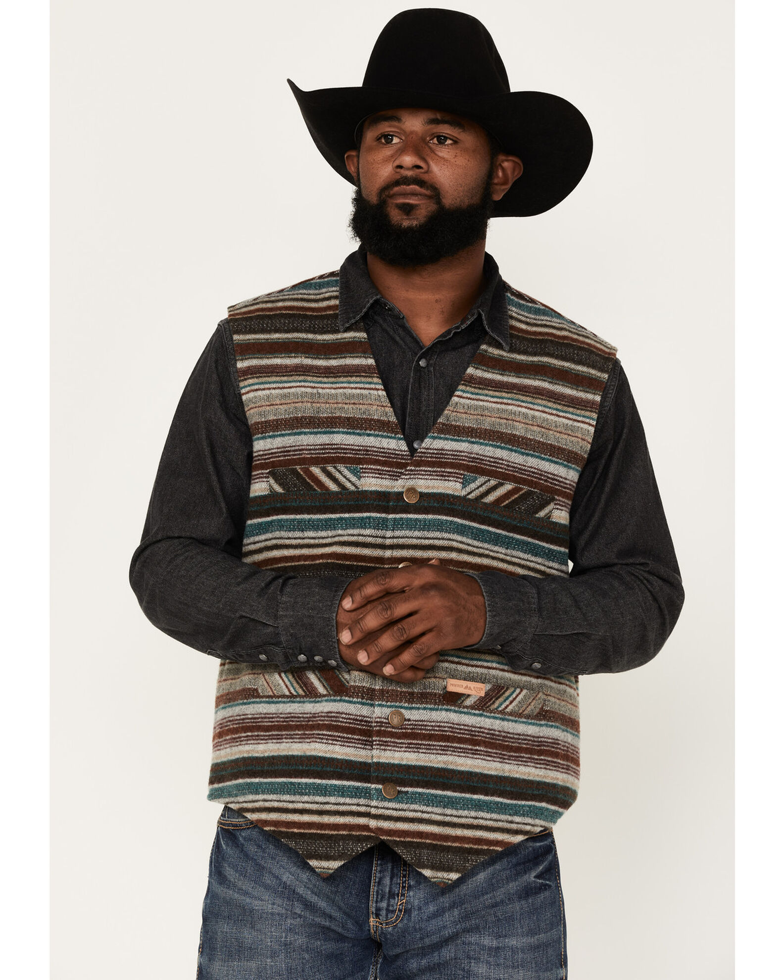 Powder River Outfitters Men s Serape Stripe Print Wool Vest Sheplers