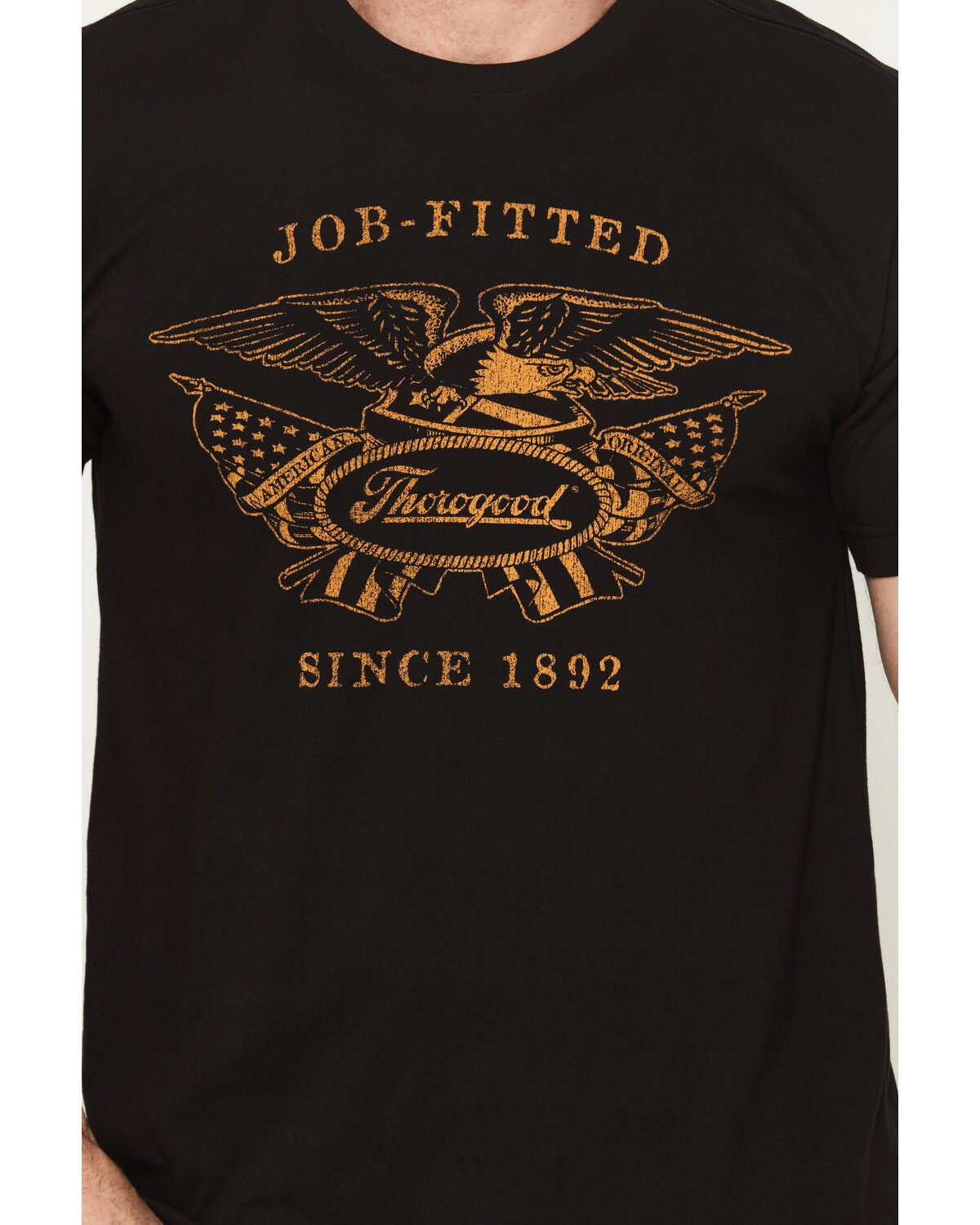 Image #3 - Thorogood Men's Old Glory USA Vintage Short Sleeve Graphic T-Shirt, Black, hi-res