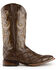Image #4 - Ferrini Men's Ostrich Patchwork Exotic Western Boots - Broad Square Toe, Chocolate, hi-res