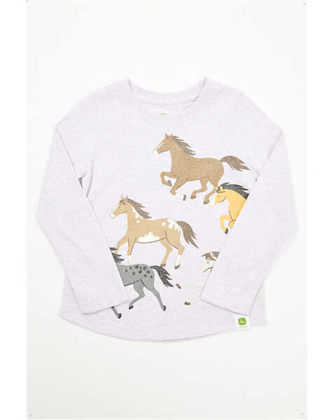 Image #1 - John Deere Toddler Girls' Wrap Wild Horses Long Sleeve Graphic Tee, Lavender, hi-res
