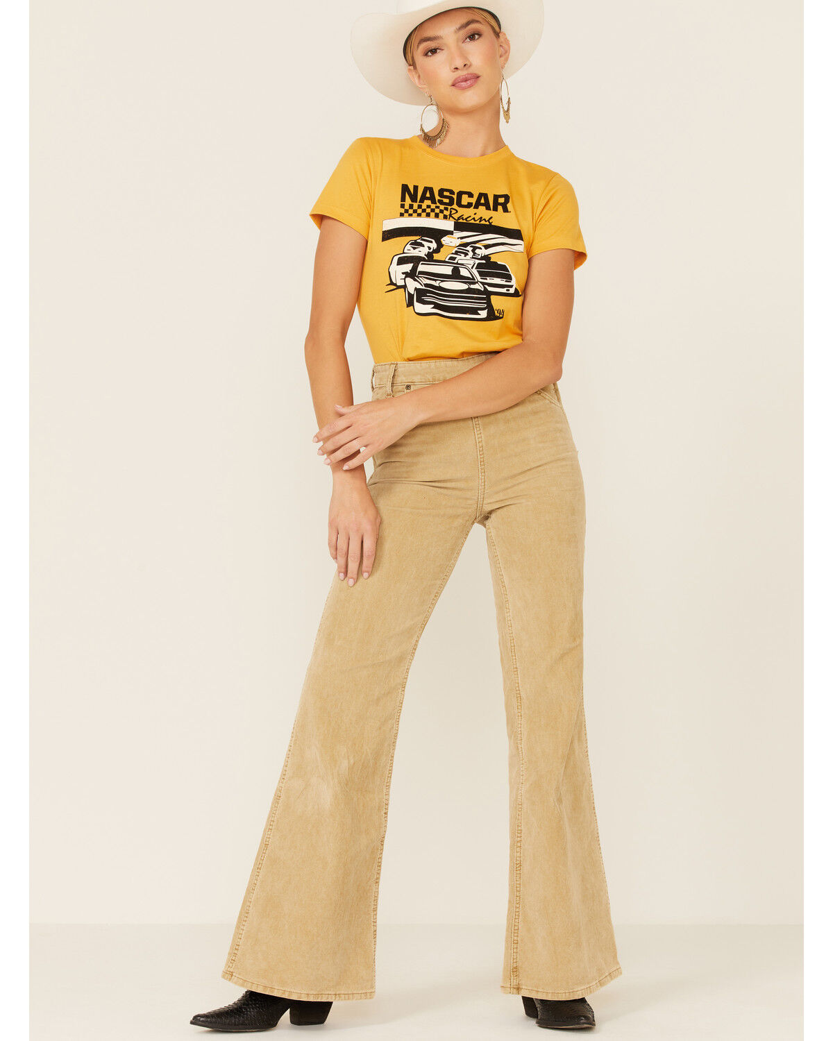 Image #2 - Issac Morris Women's Nascar Racing Graphic Short Sleeve Tee, Mustard, hi-res