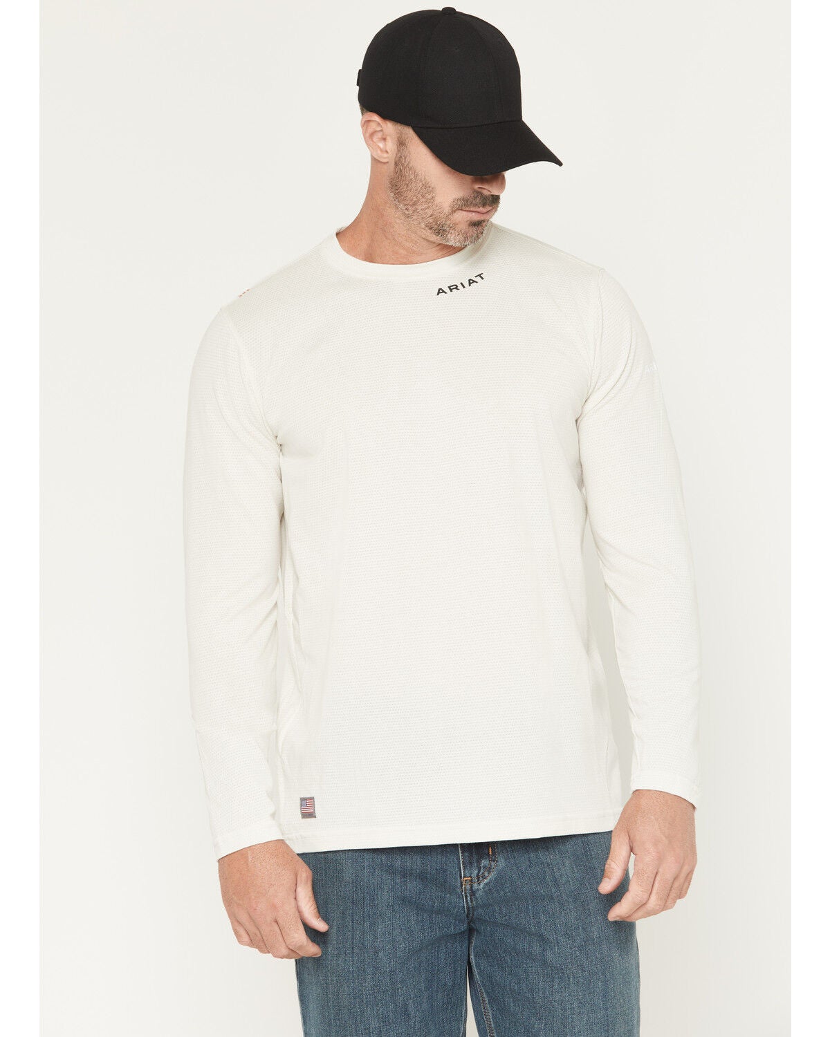 Image #1 - Ariat Men's FR Baselayer Long Sleeve T-Shirt, Beige, hi-res