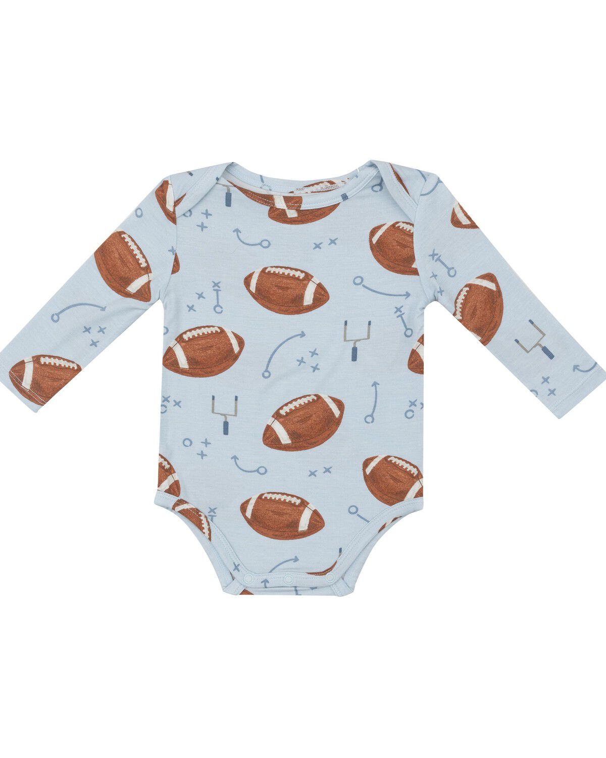 Image #1 - Angel Dear Infant Boys' Football Conversation Print Long Sleeve Onesie, Blue, hi-res