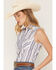 Image #2 - Wrangler Retro Women's Boot Barn Exclusive Striped Sleeveless Pearl Snap Western Shirt, Blue, hi-res