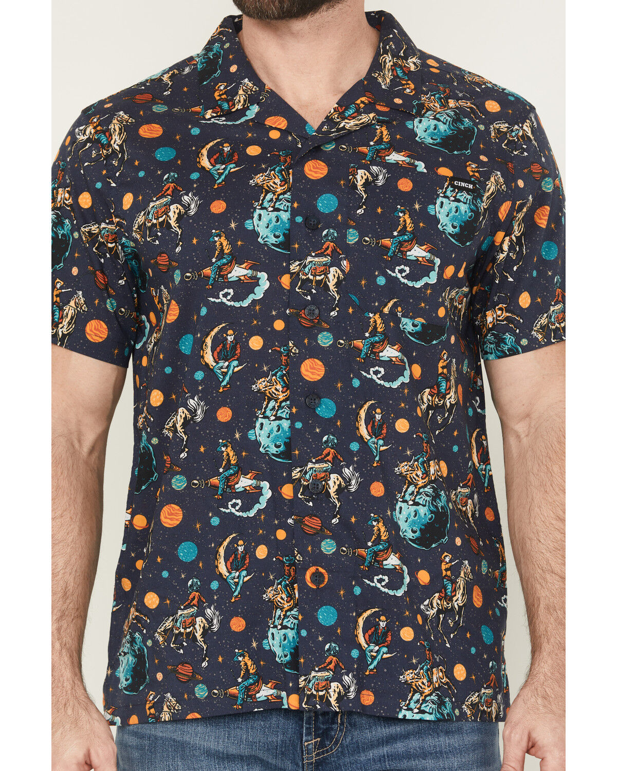 Image #3 - Cinch Men's Camp Space Cowboy Short Sleeve Button-Down Western Shirt, , hi-res