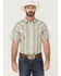 Image #1 - Gibson Men's Cream Southwestern Stripe Short Sleeve Pearl Snap Western Shirt, Cream, hi-res