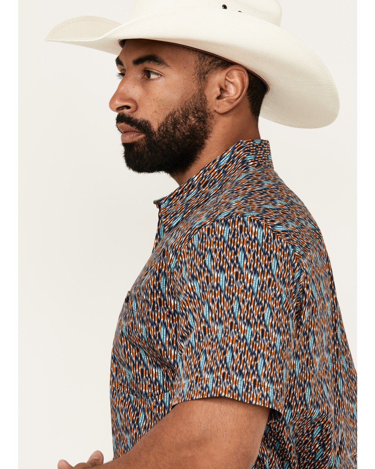 Image #2 - RANK 45&reg; Men's Raflame Geo Print Short Sleeve Button-Down Stretch Western Shirt, Gold, hi-res