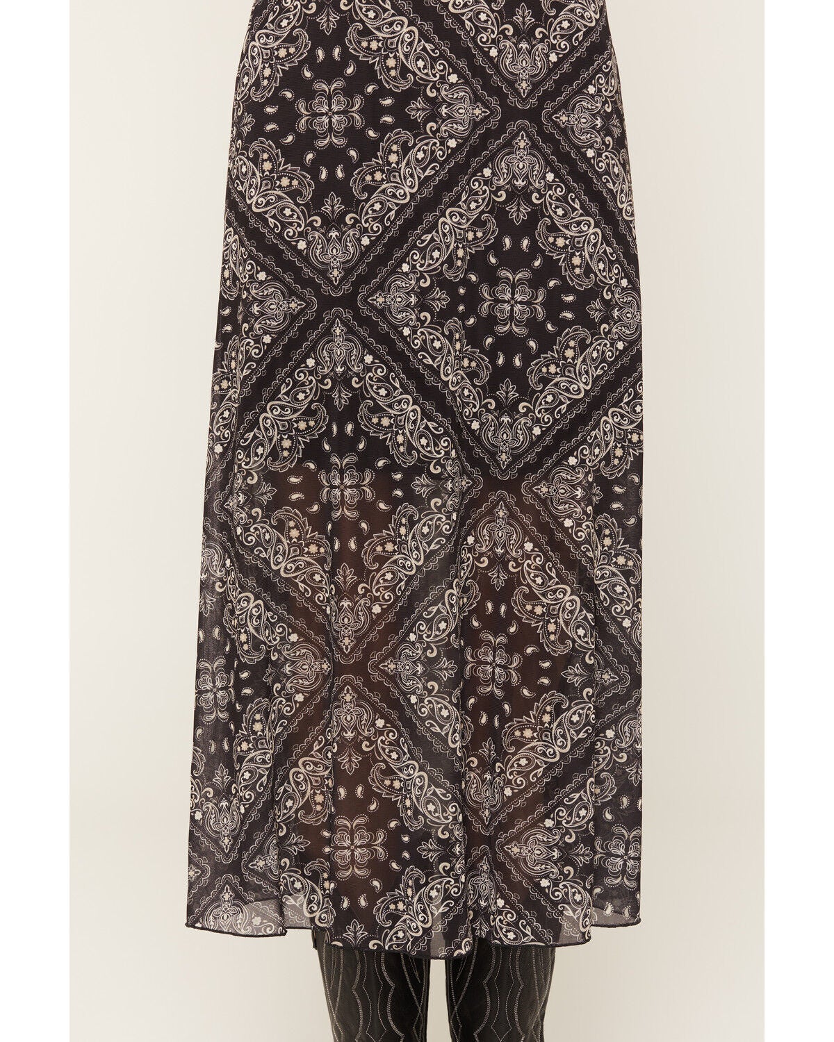 Image #2 - Idyllwind Women's Blackmoor Bandana Print Mesh Midi Skirt, Black, hi-res