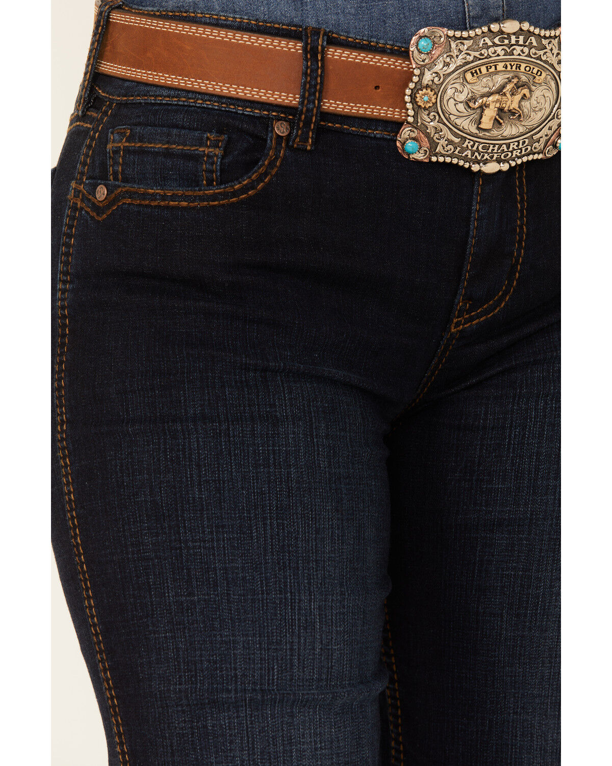 Image #2 - Shyanne Women's Tess Mid Rise Trouser Stretch Denim Riding Jeans, Dark Wash, hi-res