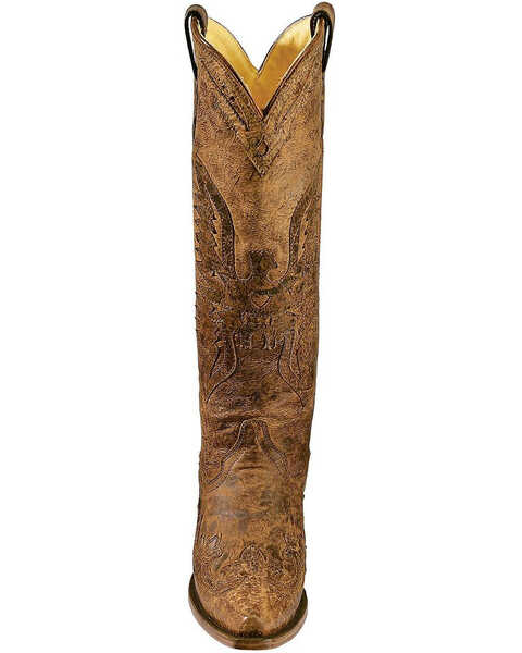 Image #4 - Corral Women's Vintage Brown Eagle Overlay Tall Western Boots - Snip Toe, , hi-res