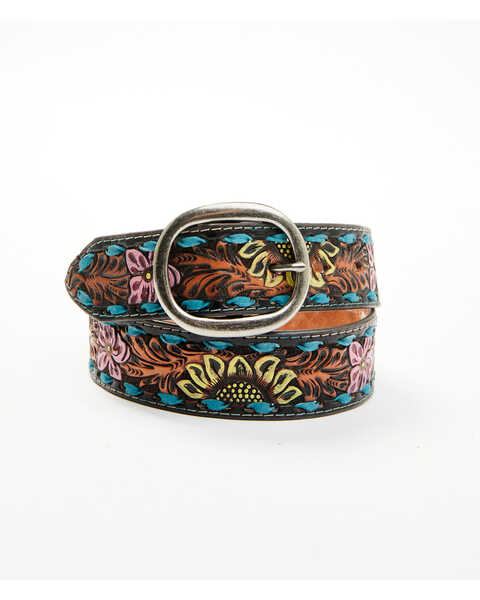 Roper Women's Floral Embossed Belt, Brown, hi-res