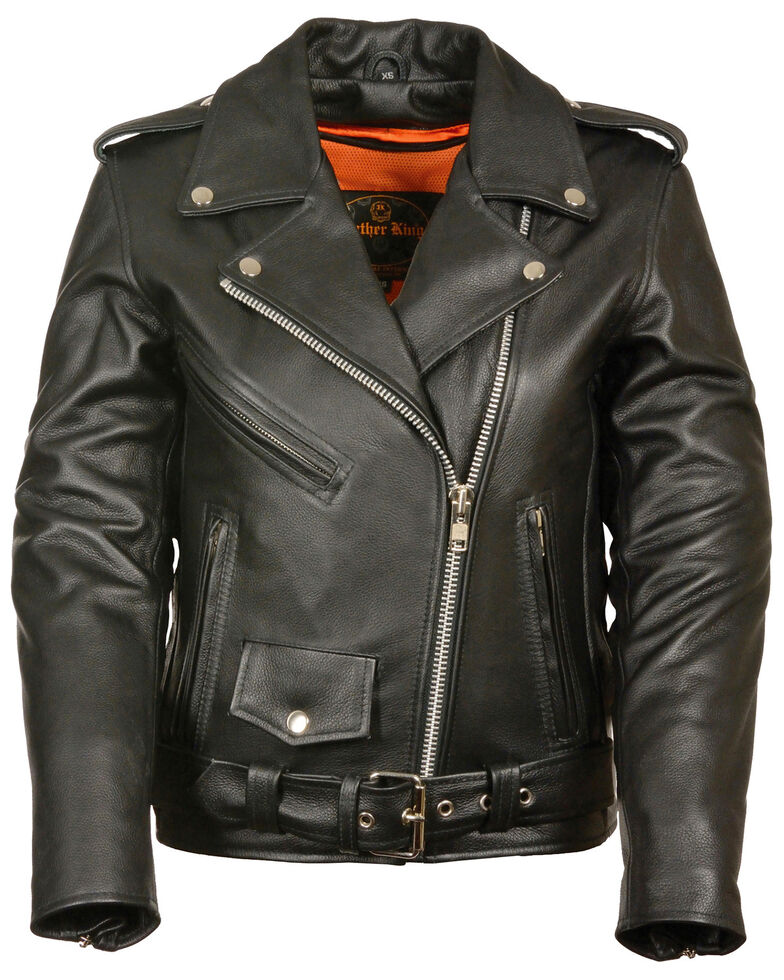 Milwaukee Leather Women's Full Length Traditional Leather Police Jacket - 5X, Black, hi-res