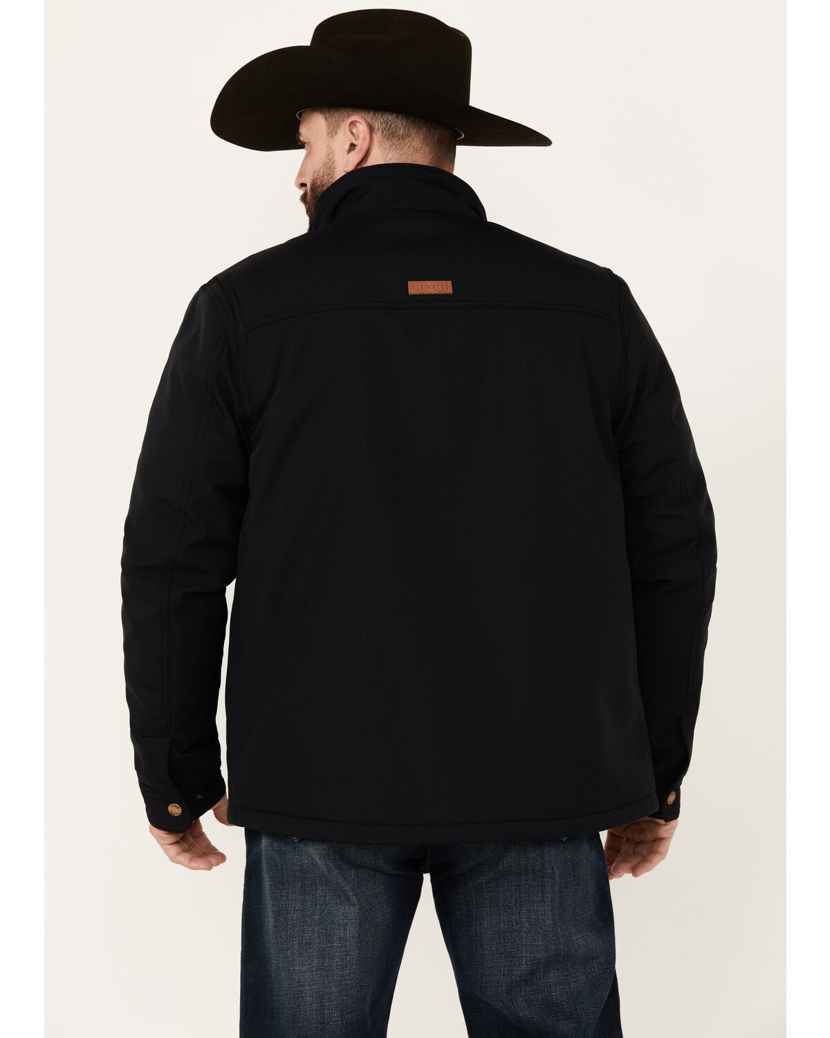 Image #4 - Cinch Men's Textured Poly Concealed Carry Zip Softshell Jacket, Black, hi-res