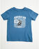 Image #1 - Cowboy Hardware Toddler Boys' American Made Short Sleeve Graphic T-Shirt, Blue, hi-res